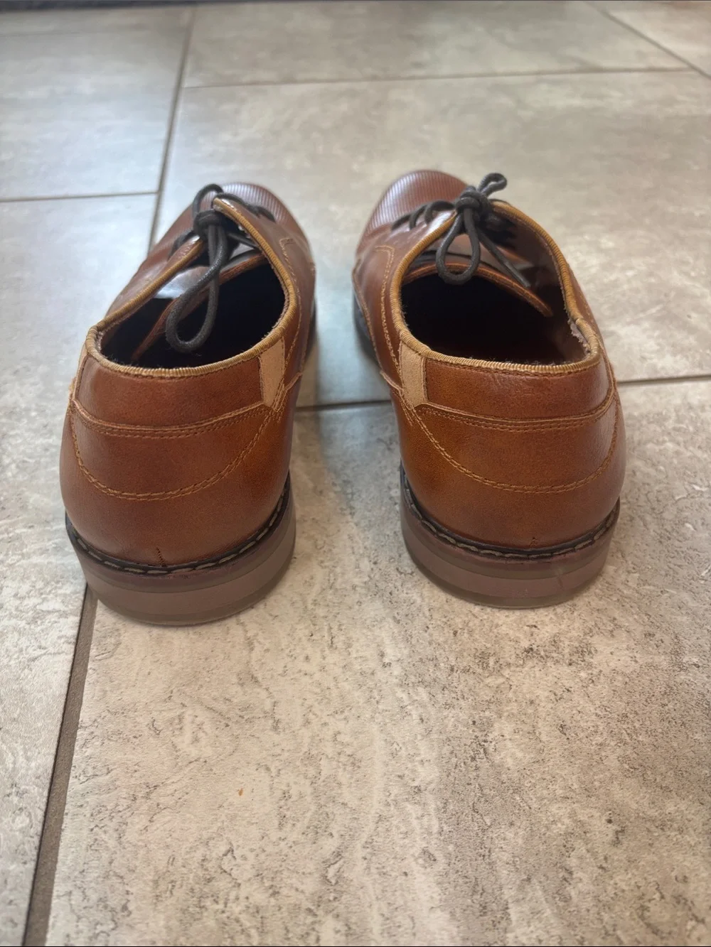 Brown oxford lace up style dress shoes